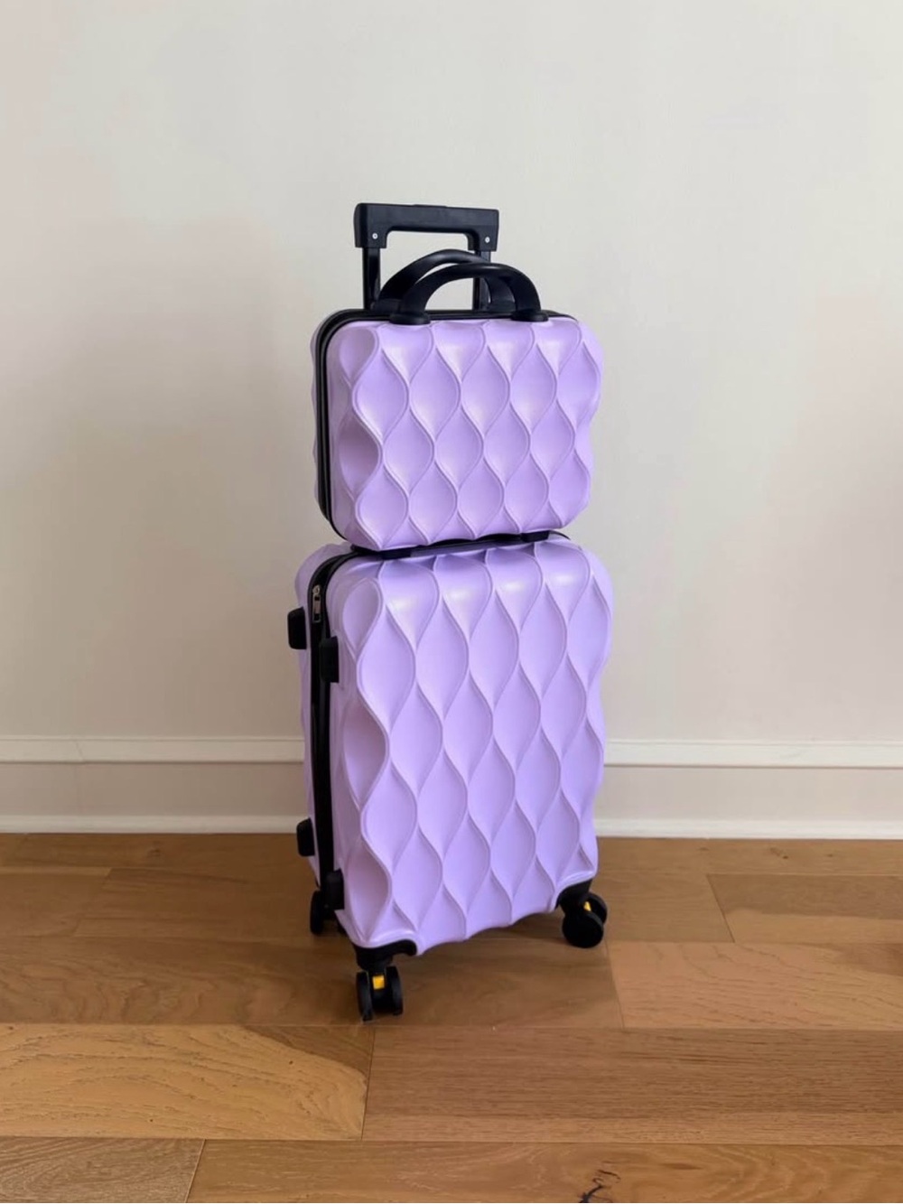 Set Of 2 With Luggage Suitcase Durable ABS Material 20in Lightweight +14in
